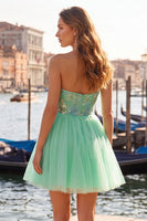 Load image into Gallery viewer, Floral Orange Tulle A-Line Short Cocktail Dress
