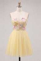 Load image into Gallery viewer, Floral Orange Tulle A-Line Short Cocktail Dress