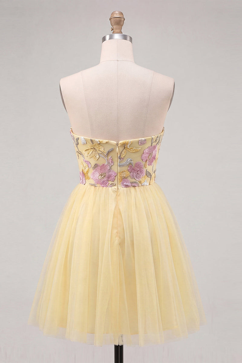 Load image into Gallery viewer, Floral Orange Tulle A-Line Short Cocktail Dress