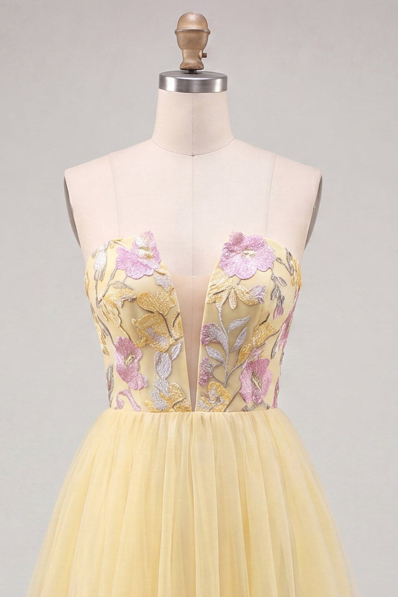 Load image into Gallery viewer, Floral Orange Tulle A-Line Short Cocktail Dress
