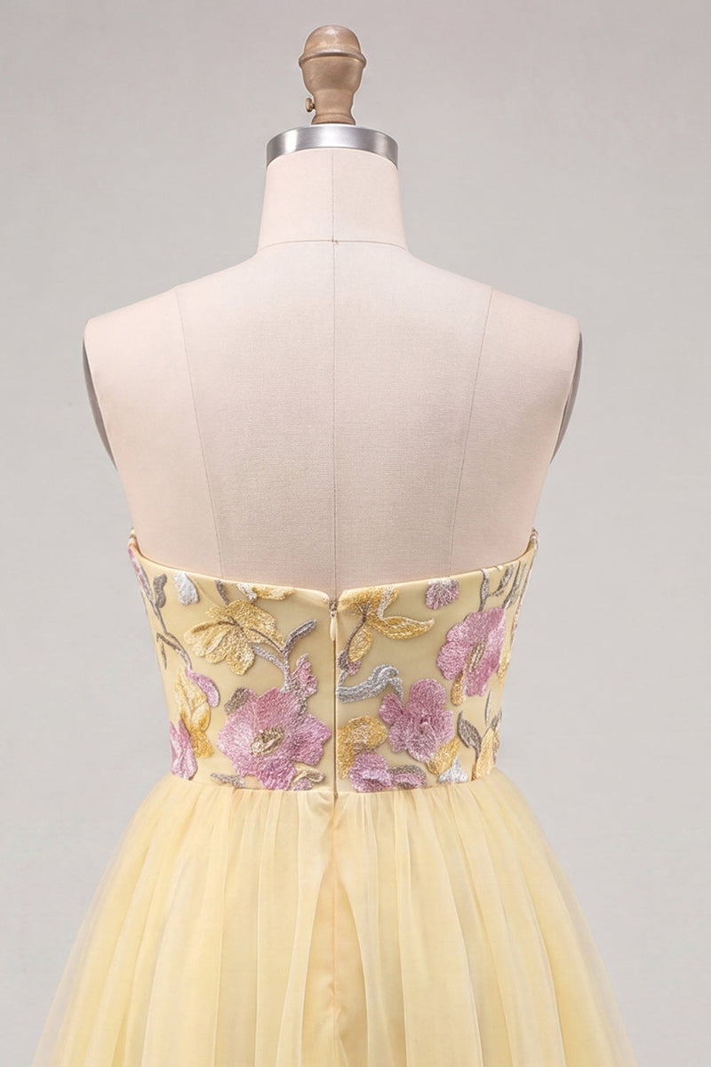 Load image into Gallery viewer, Floral Orange Tulle A-Line Short Cocktail Dress