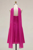 Load image into Gallery viewer, Pink Pleated Sweetheart A-Line Short Cocktail Dress with Neck Scarf
