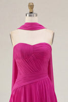 Load image into Gallery viewer, Pink Pleated Sweetheart A-Line Short Cocktail Dress with Neck Scarf