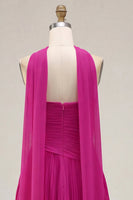 Load image into Gallery viewer, Pink Pleated Sweetheart A-Line Short Cocktail Dress with Neck Scarf