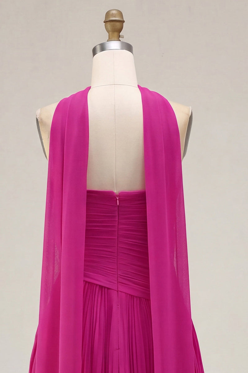 Load image into Gallery viewer, Pink Pleated Sweetheart A-Line Short Cocktail Dress with Neck Scarf