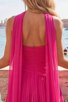 Load image into Gallery viewer, Pink Pleated Sweetheart A-Line Short Cocktail Dress with Neck Scarf