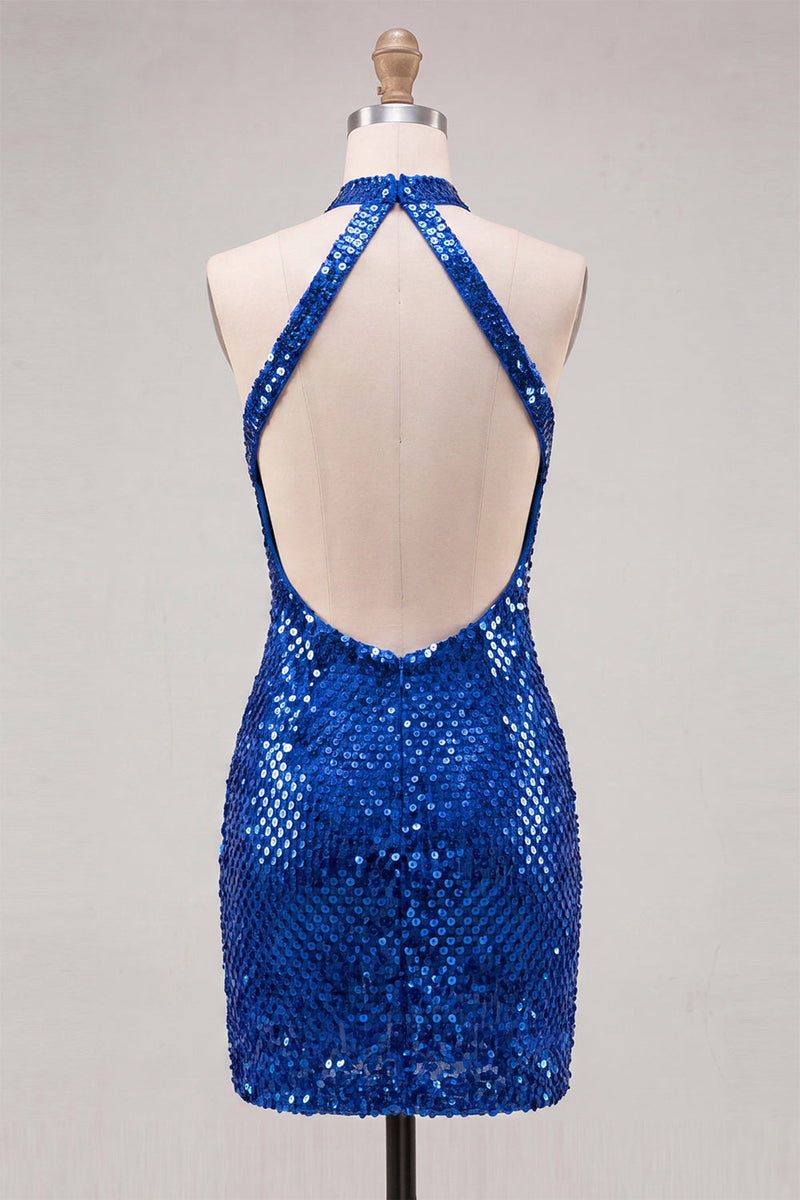 Load image into Gallery viewer, Sparkly Silver Sequin Tight Short Cocktail Dress