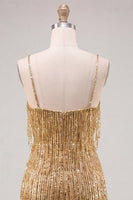 Load image into Gallery viewer, Sparkly Peacock Fringed V Neck Tight Short Cocktail Dress