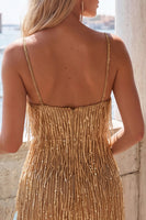 Load image into Gallery viewer, Sparkly Peacock Fringed V Neck Tight Short Cocktail Dress