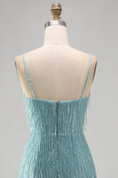 Load image into Gallery viewer, Sparkly Peacock Fringed V Neck Tight Short Cocktail Dress