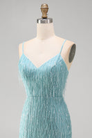 Load image into Gallery viewer, Sparkly Peacock Fringed V Neck Tight Short Cocktail Dress