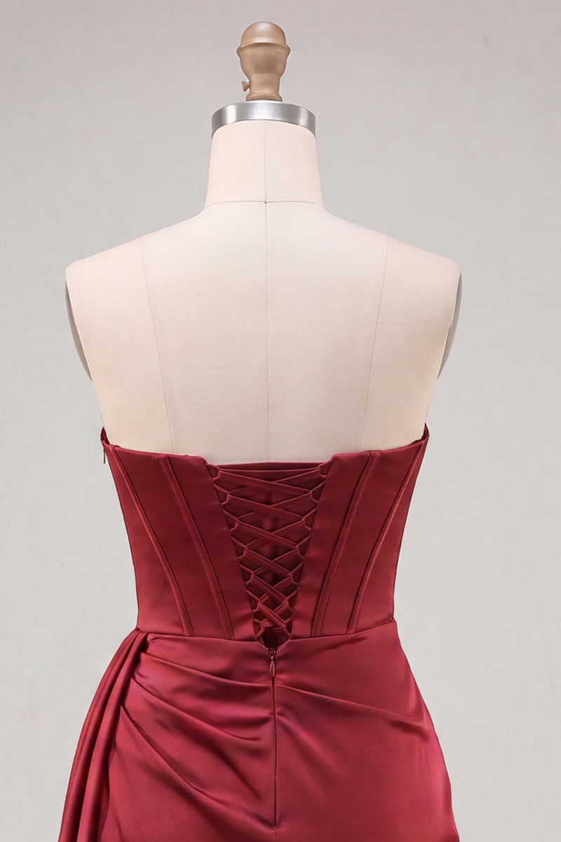 Load image into Gallery viewer, Gold Satin Corset Ruched Short Tight Cocktail Dress with Fringes