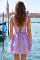 Load image into Gallery viewer, Pink V-Neck Beaded Ruffled Short A Line Cocktail Dress