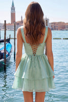 Load image into Gallery viewer, Pink V-Neck Beaded Ruffled Short A Line Cocktail Dress