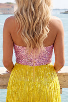 Load image into Gallery viewer, Sparkly Fuchsia Sequin Tight Short Cocktail Dress with Fringes