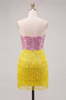 Load image into Gallery viewer, Sparkly Fuchsia Sequin Tight Short Cocktail Dress with Fringes