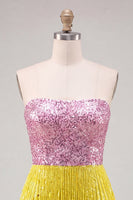 Load image into Gallery viewer, Sparkly Fuchsia Sequin Tight Short Cocktail Dress with Fringes