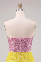 Load image into Gallery viewer, Sparkly Fuchsia Sequin Tight Short Cocktail Dress with Fringes