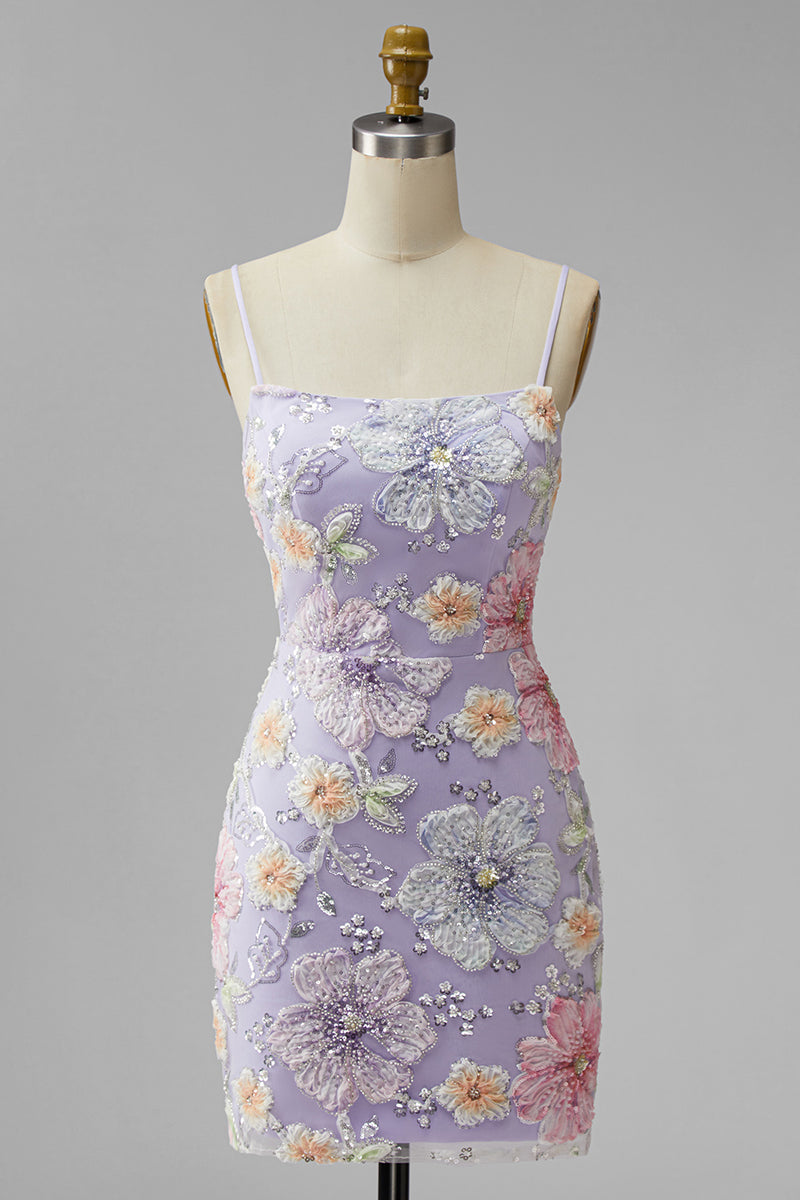Load image into Gallery viewer, Floral Light Green Beaded Tight Short Cocktail Dress