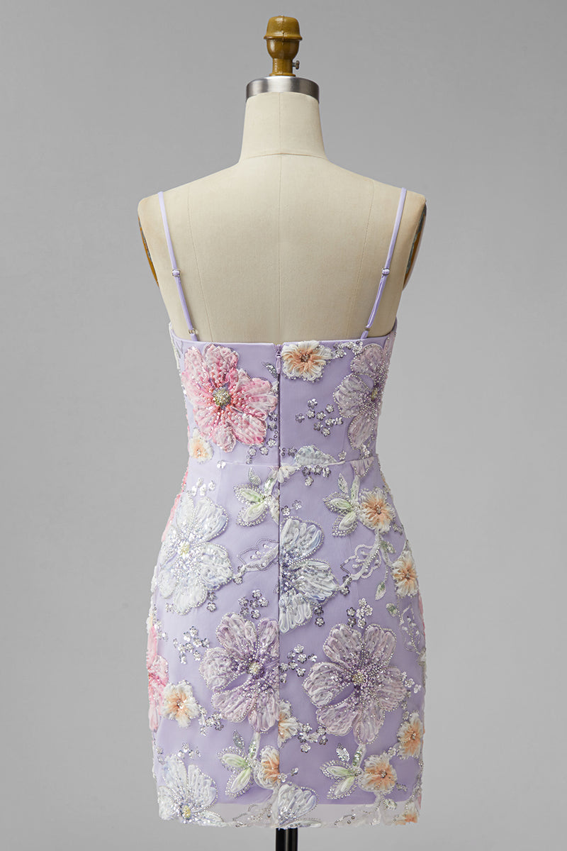 Load image into Gallery viewer, Floral Light Green Beaded Tight Short Cocktail Dress