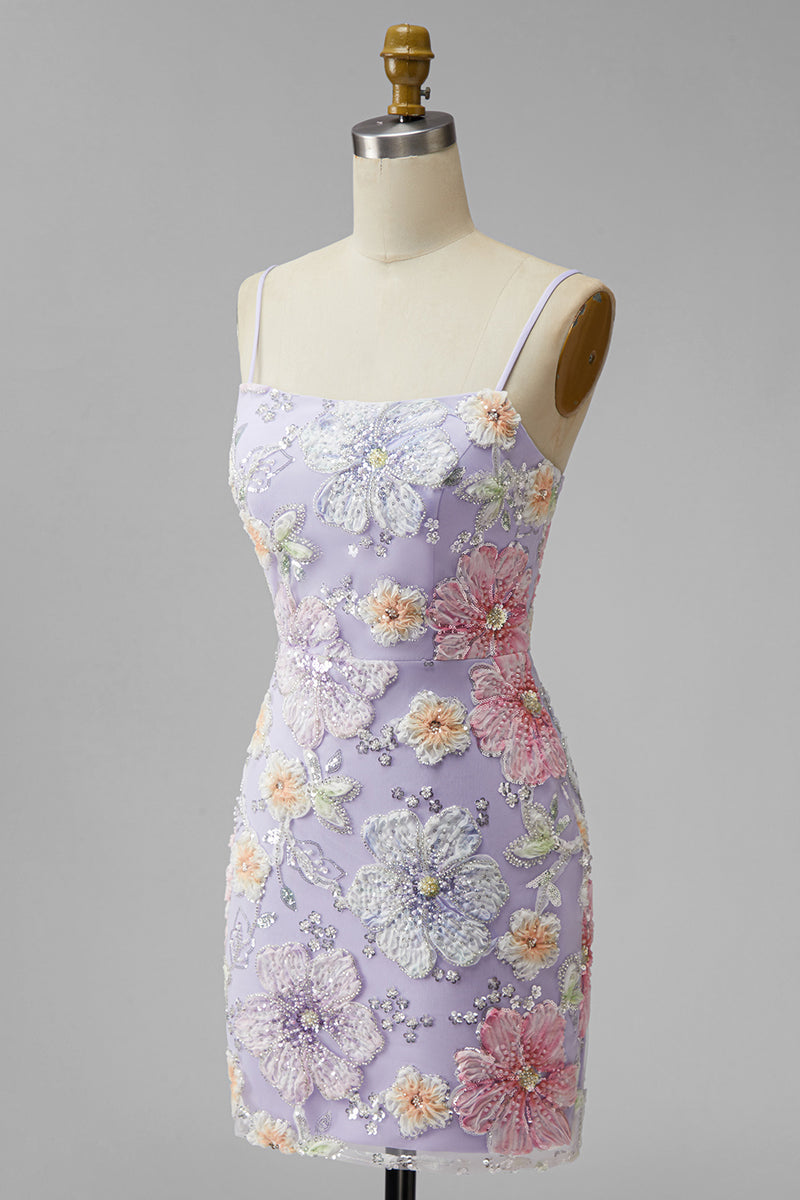 Load image into Gallery viewer, Floral Light Green Beaded Tight Short Cocktail Dress