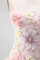 Load image into Gallery viewer, Floral Light Yellow Strapless Tiered A-Line Short Cocktail Dress
