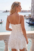 Load image into Gallery viewer, Fuchsia Appliqued A-Line Spaghetti Straps Short Prom Dress