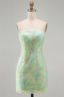 Load image into Gallery viewer, Sparkly Mint Green Sequin Strapless Tight Short Cocktail Dress