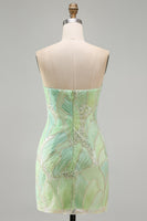 Load image into Gallery viewer, Sparkly Mint Green Sequin Strapless Tight Short Cocktail Dress