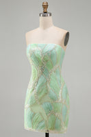 Load image into Gallery viewer, Sparkly Mint Green Sequin Strapless Tight Short Cocktail Dress