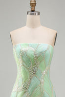Load image into Gallery viewer, Sparkly Mint Green Sequin Strapless Tight Short Cocktail Dress