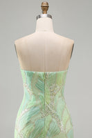 Load image into Gallery viewer, Sparkly Mint Green Sequin Strapless Tight Short Cocktail Dress