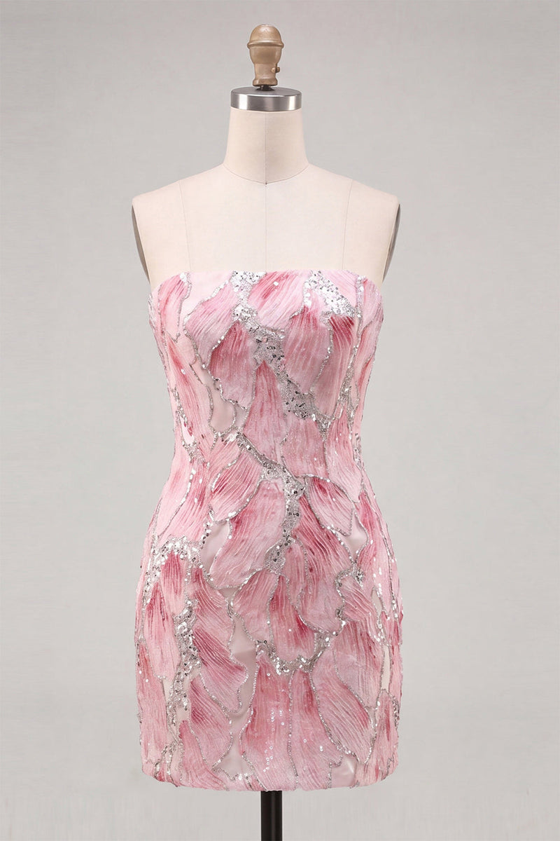Load image into Gallery viewer, Sparkly Mint Green Sequin Strapless Tight Short Cocktail Dress
