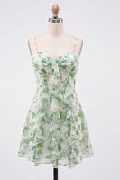 Load image into Gallery viewer, Blue Floral Ruffled A-Line Short Cocktail Dress