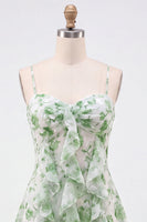 Load image into Gallery viewer, Blue Floral Ruffled A-Line Short Cocktail Dress