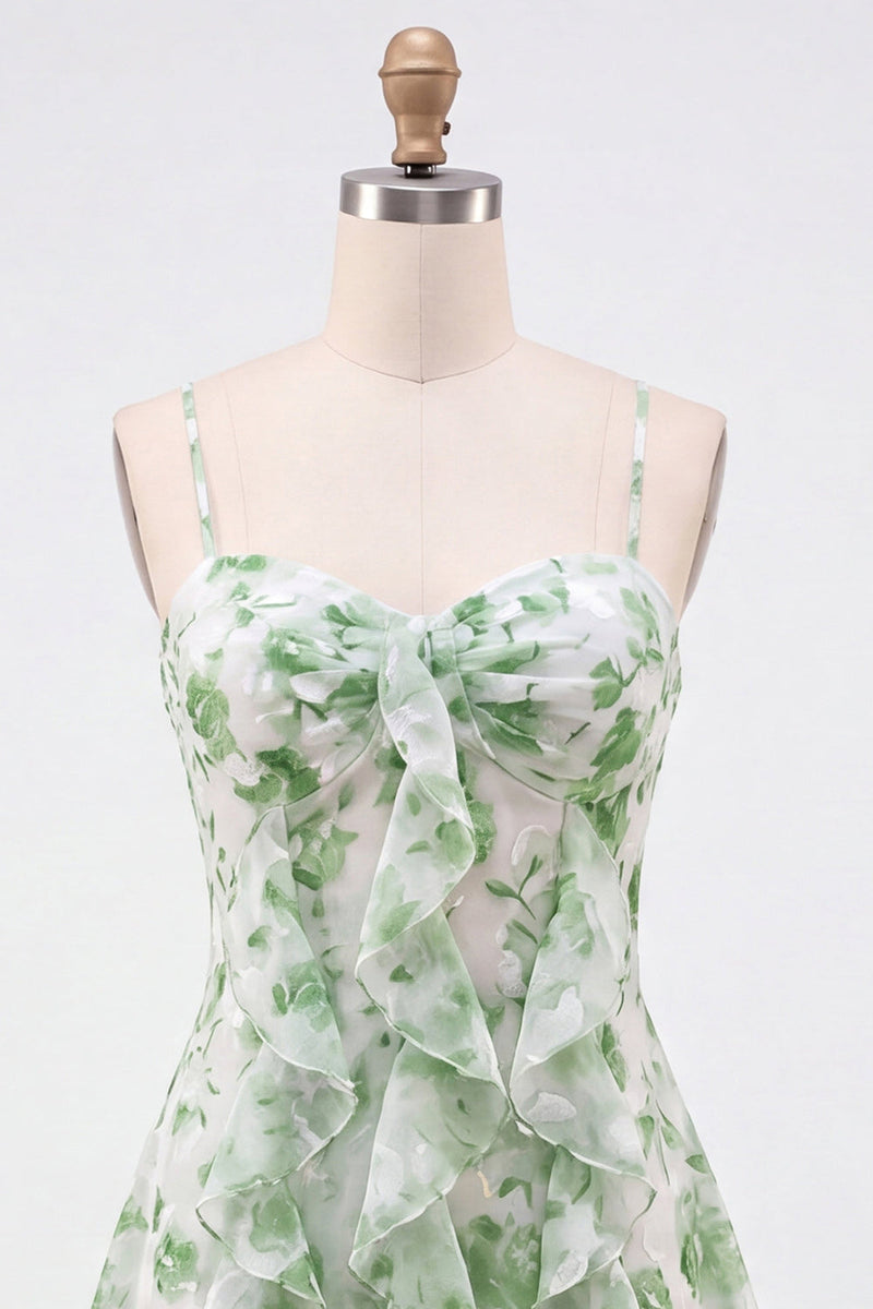 Load image into Gallery viewer, Blue Floral Ruffled A-Line Short Cocktail Dress