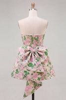 Load image into Gallery viewer, Blue Flower Jacquard A-Line Short Cocktail Dress with Bow