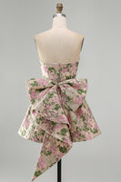 Load image into Gallery viewer, Blue Flower Jacquard A-Line Short Cocktail Dress with Bow