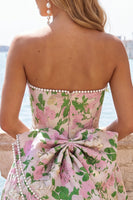 Load image into Gallery viewer, Blue Flower Jacquard A-Line Short Cocktail Dress with Bow