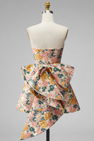 Load image into Gallery viewer, Blue Flower Jacquard A-Line Short Cocktail Dress with Bow