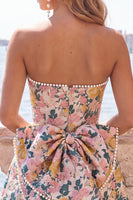 Load image into Gallery viewer, Blue Flower Jacquard A-Line Short Cocktail Dress with Bow
