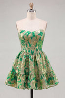 Load image into Gallery viewer, Floral Fuchsia Corset Sweetheart A-Line Short Cocktail Dress