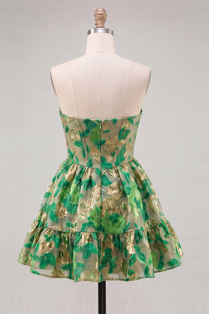 Load image into Gallery viewer, Floral Fuchsia Corset Sweetheart A-Line Short Cocktail Dress