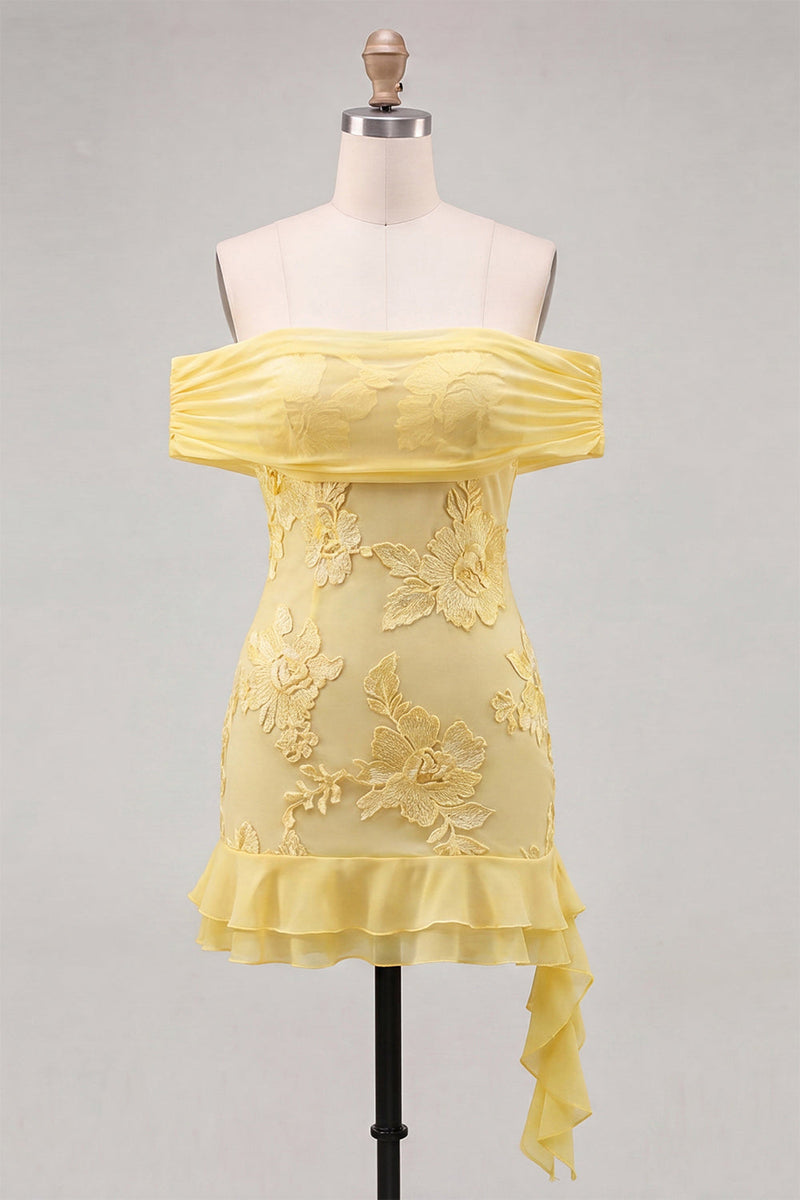 Load image into Gallery viewer, Floral Coffee Ruffled Tight Short Cocktail Dress with Sash