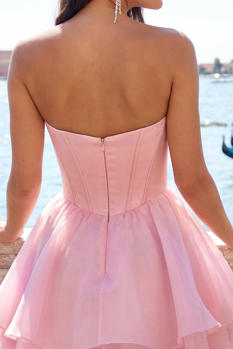 Load image into Gallery viewer, Red Corset Tiered Ruffled A-Line Short Cocktail Dress