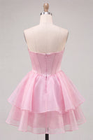 Load image into Gallery viewer, Red Corset Tiered Ruffled A-Line Short Cocktail Dress