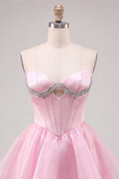 Load image into Gallery viewer, Red Corset Tiered Ruffled A-Line Short Cocktail Dress