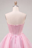 Load image into Gallery viewer, Red Corset Tiered Ruffled A-Line Short Cocktail Dress