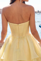 Load image into Gallery viewer, Red Corset Tiered Ruffled A-Line Short Cocktail Dress