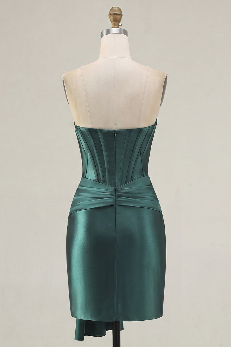 Load image into Gallery viewer, Pink Satin Corset Sweetheart Tight Short Cocktail Dress with Sash